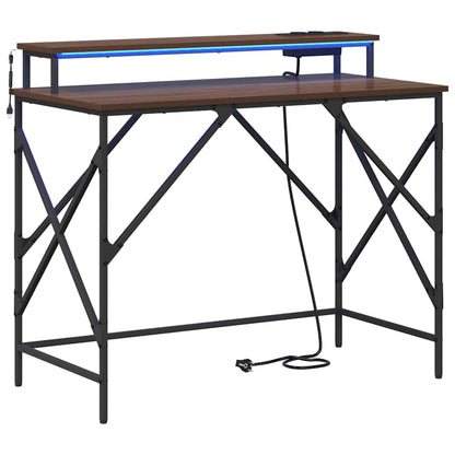 Bureau bruin eikenkleur 100 x 50 x 86.5 cm Bewerkt hout