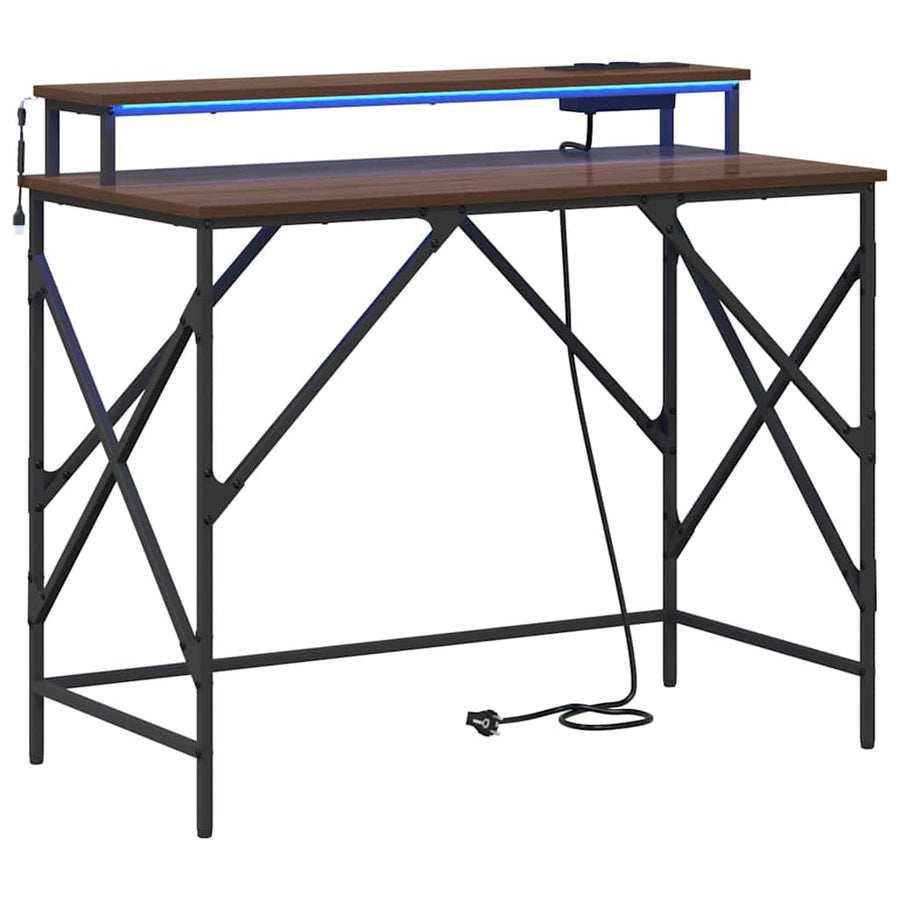 Bureau bruin eikenkleur 100 x 50 x 86.5 cm Bewerkt hout