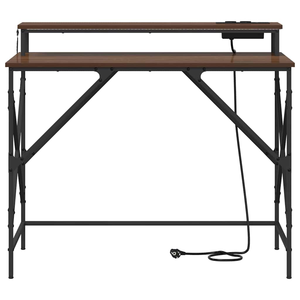 Bureau bruin eikenkleur 100 x 50 x 86.5 cm Bewerkt hout