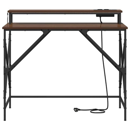 Bureau bruin eikenkleur 100 x 50 x 86.5 cm Bewerkt hout