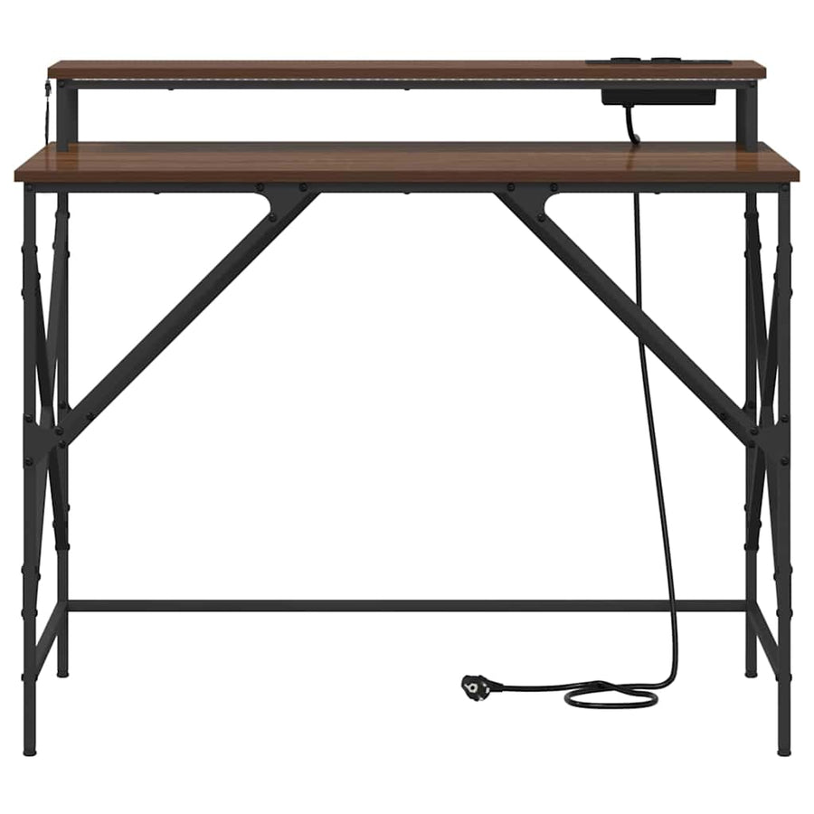 Bureau bruin eikenkleur 100 x 50 x 86.5 cm Bewerkt hout