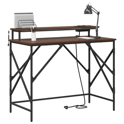 Bureau bruin eikenkleur 100 x 50 x 86.5 cm Bewerkt hout
