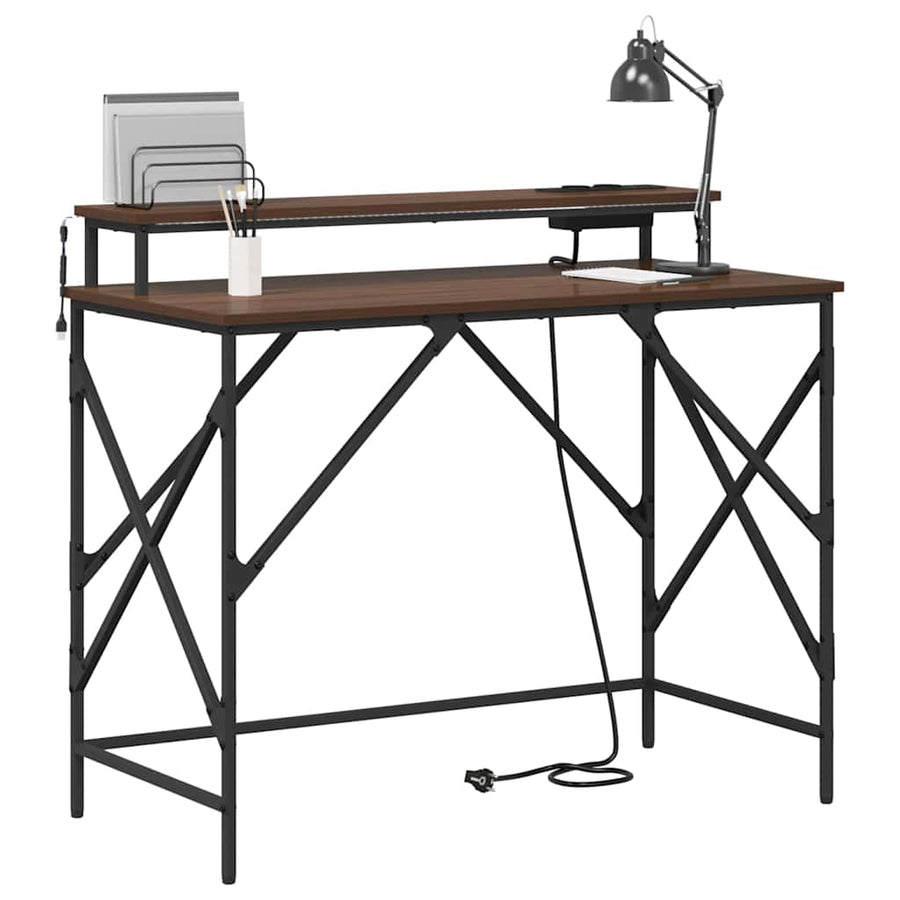 Bureau bruin eikenkleur 100 x 50 x 86.5 cm Bewerkt hout
