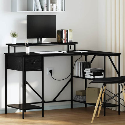 Bureau Zwart eiken 120 x 79 x 86.5 cm Bewerkt hout