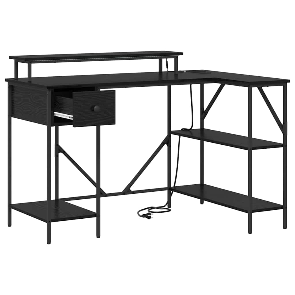 Bureau Zwart eiken 120 x 79 x 86.5 cm Bewerkt hout