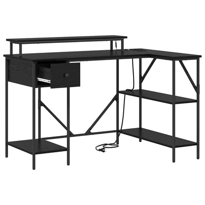 Bureau Zwart eiken 120 x 79 x 86.5 cm Bewerkt hout