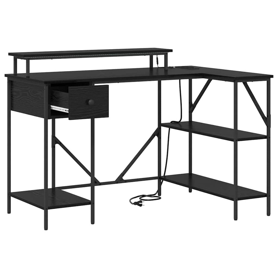 Bureau Zwart eiken 120 x 79 x 86.5 cm Bewerkt hout