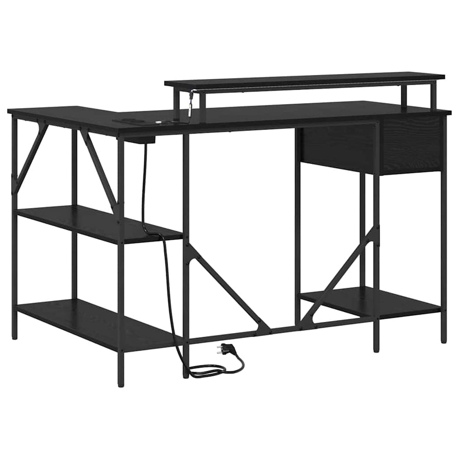 Bureau Zwart eiken 120 x 79 x 86.5 cm Bewerkt hout