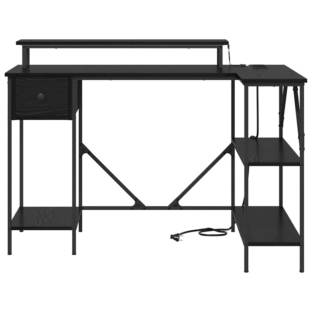 Bureau Zwart eiken 120 x 79 x 86.5 cm Bewerkt hout