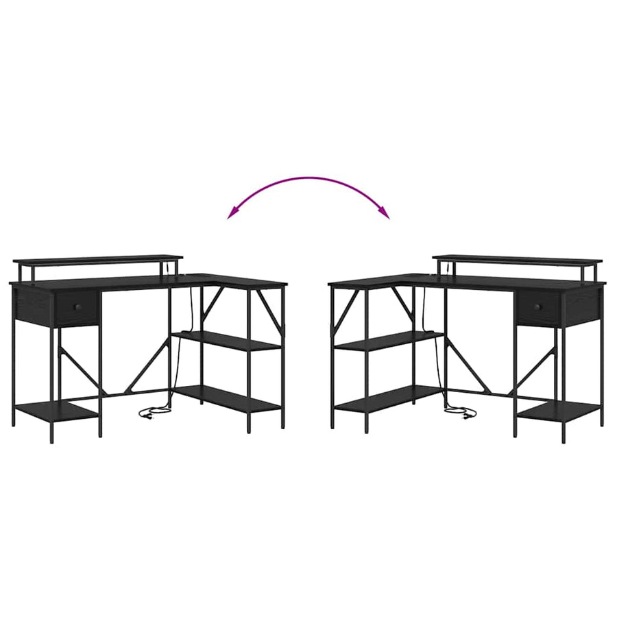 Bureau Zwart eiken 120 x 79 x 86.5 cm Bewerkt hout
