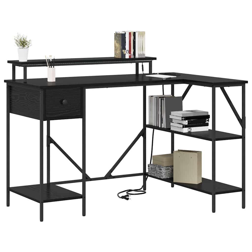 Bureau Zwart eiken 120 x 79 x 86.5 cm Bewerkt hout