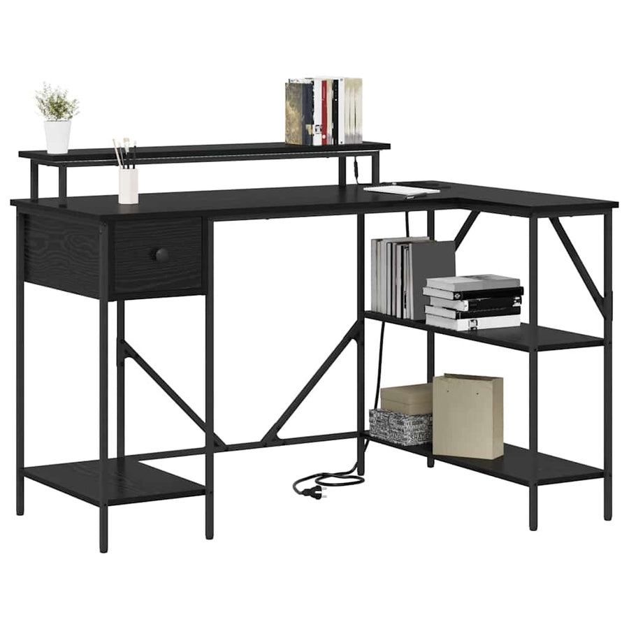 Bureau Zwart eiken 120 x 79 x 86.5 cm Bewerkt hout