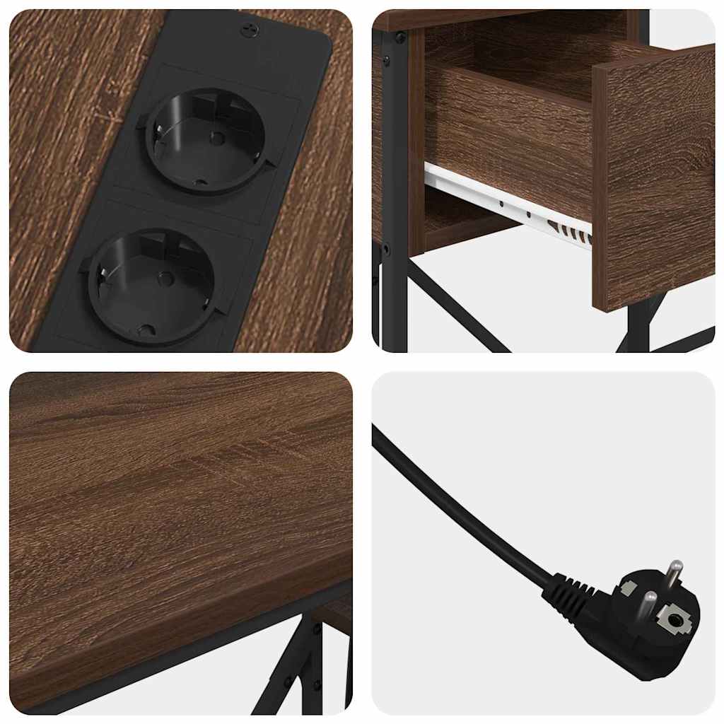 Bureau bruin eikenkleur 120 x 79 x 86.5 cm Bewerkt hout