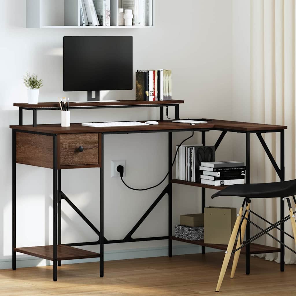 Bureau bruin eikenkleur 120 x 79 x 86.5 cm Bewerkt hout