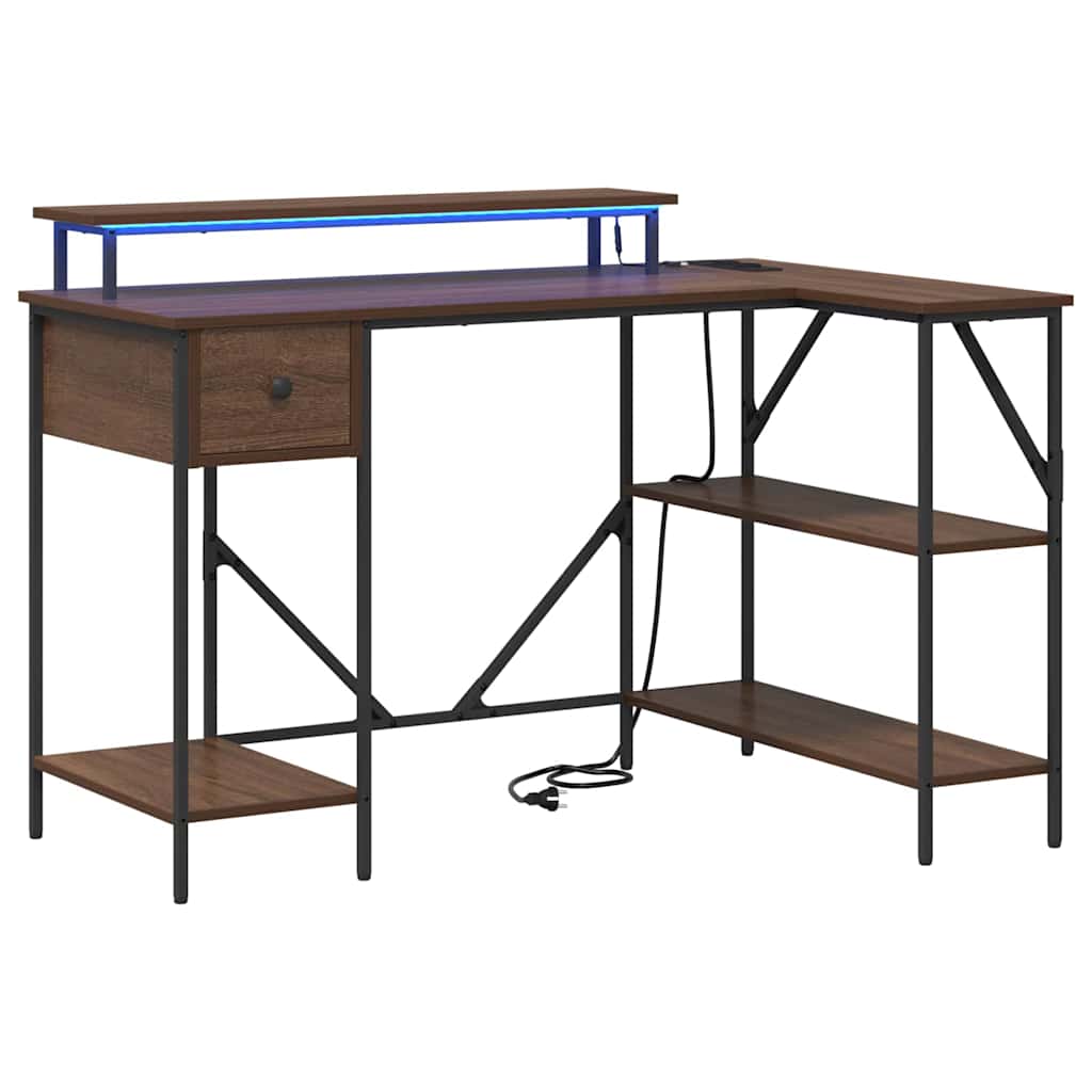 Bureau bruin eikenkleur 120 x 79 x 86.5 cm Bewerkt hout