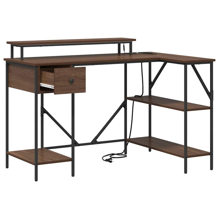 Bureau bruin eikenkleur 120 x 79 x 86.5 cm Bewerkt hout