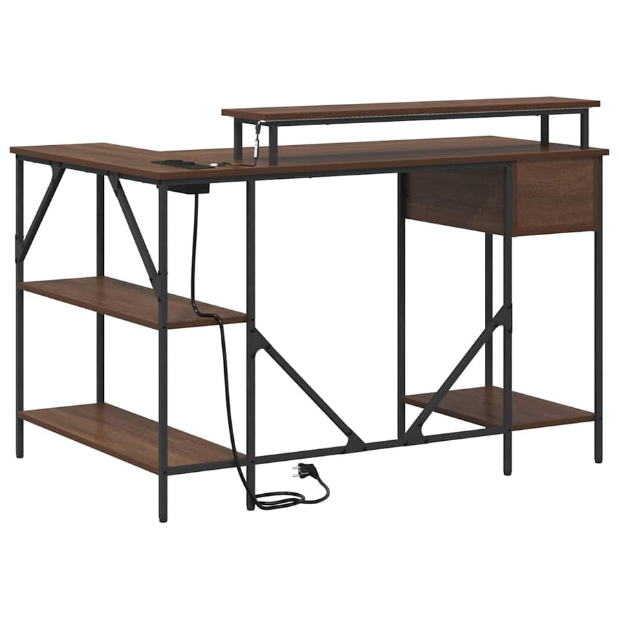 Bureau bruin eikenkleur 120 x 79 x 86.5 cm Bewerkt hout