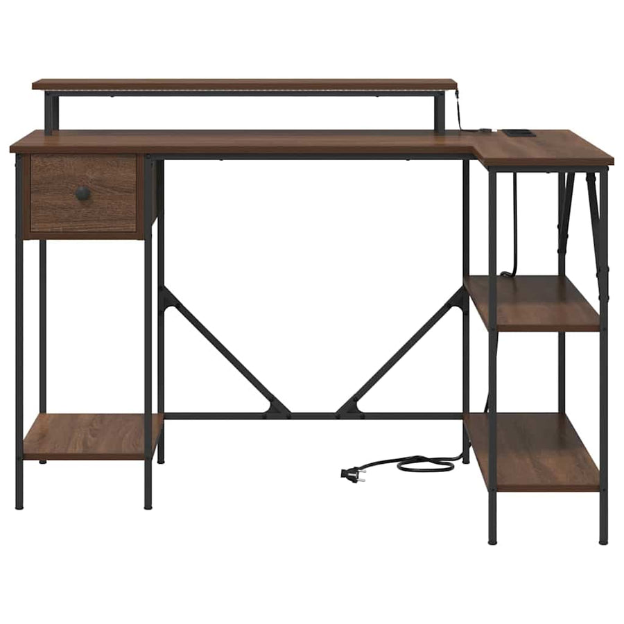 Bureau bruin eikenkleur 120 x 79 x 86.5 cm Bewerkt hout