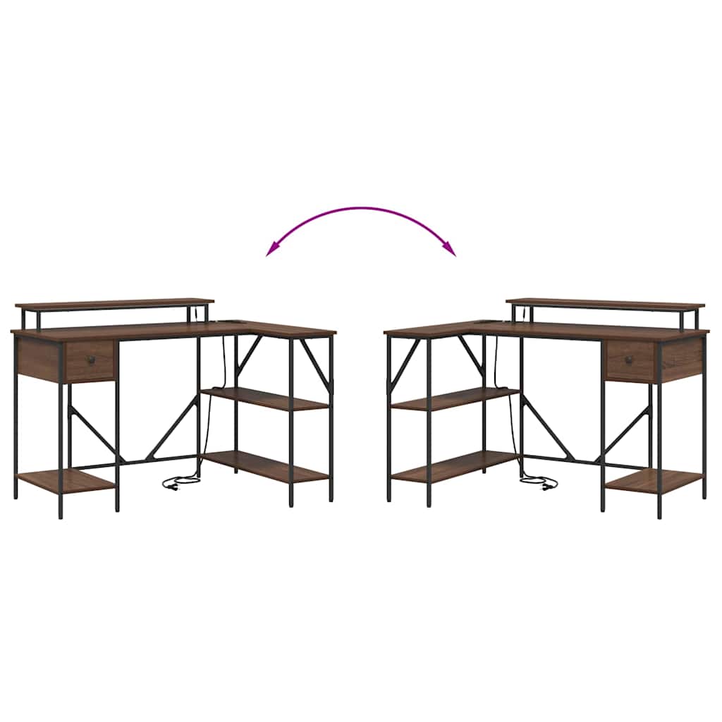 Bureau bruin eikenkleur 120 x 79 x 86.5 cm Bewerkt hout