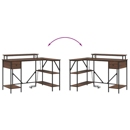 Bureau bruin eikenkleur 120 x 79 x 86.5 cm Bewerkt hout