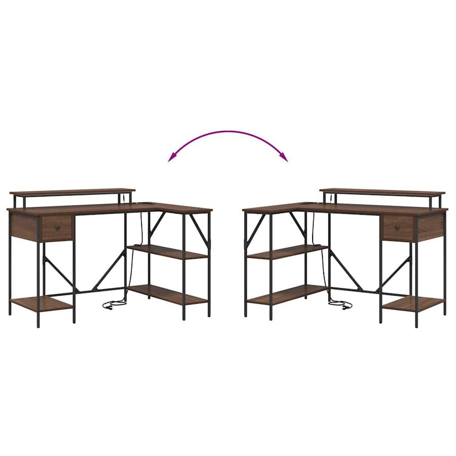 Bureau bruin eikenkleur 120 x 79 x 86.5 cm Bewerkt hout