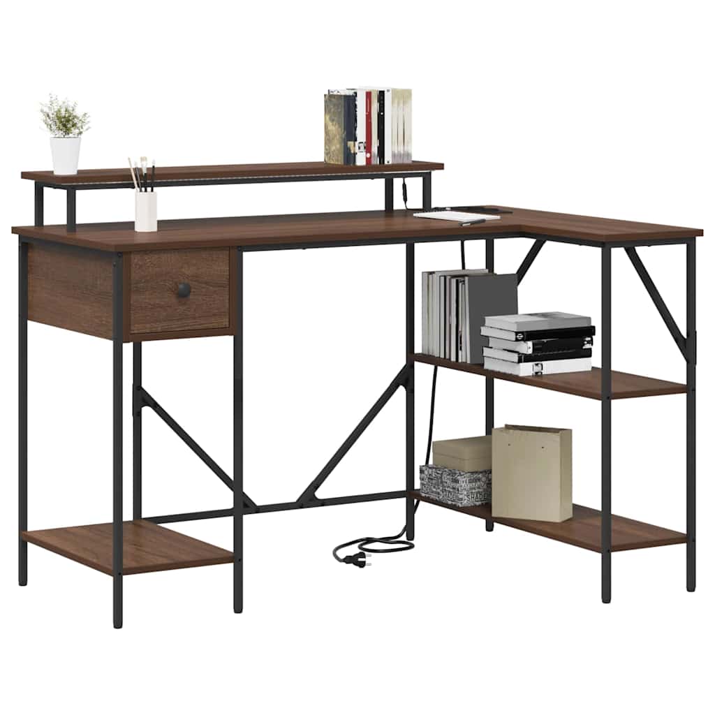 Bureau bruin eikenkleur 120 x 79 x 86.5 cm Bewerkt hout