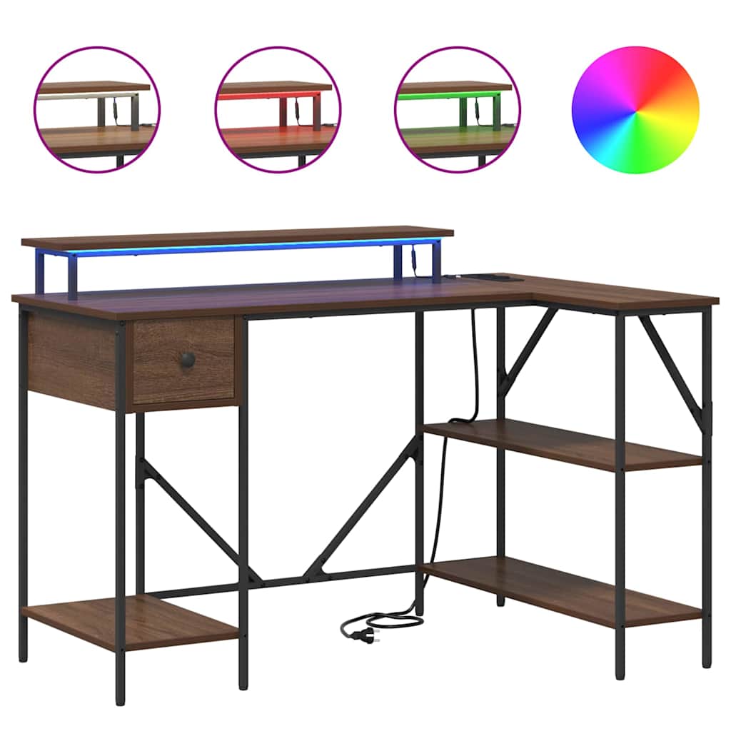 Bureau bruin eikenkleur 120 x 79 x 86.5 cm Bewerkt hout
