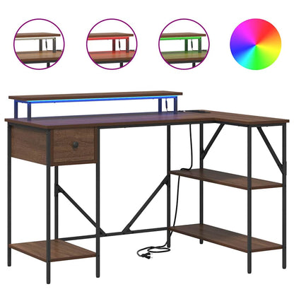 Bureau bruin eikenkleur 120 x 79 x 86.5 cm Bewerkt hout