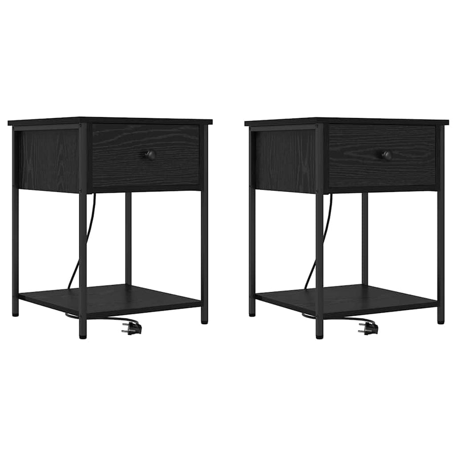 Bedside kasten 2 pcs Zwart eiken 42 x 41 x 56 cm Bewerkt hout