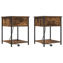 Bedside kasten 2 pcs Gerookt eiken 42 x 41 x 56 cm Bewerkt hout