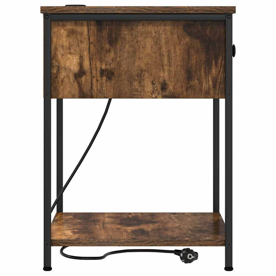 Bedside kasten 2 pcs Gerookt eiken 42 x 41 x 56 cm Bewerkt hout