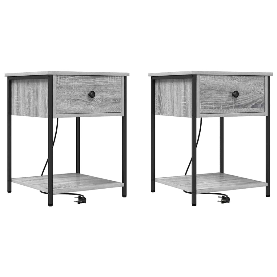 Bedside kasten 2 pcs Grijs sonoma 42 x 41 x 56 cm Bewerkt hout