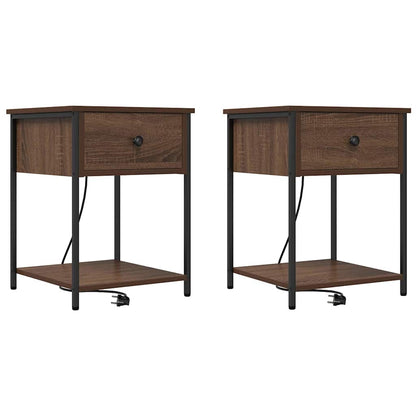 Bedside kasten met lade 2 pcs bruin eikenkleur 42 x 41 x 56 cm