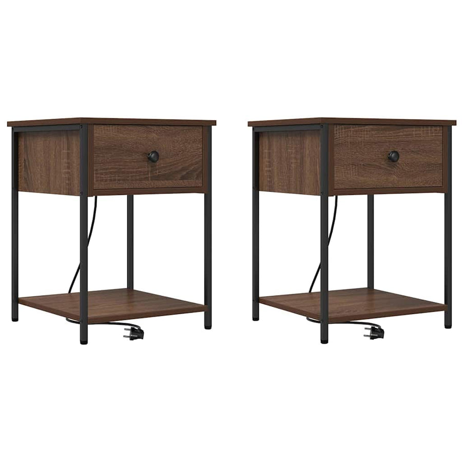 Bedside kasten met lade 2 pcs bruin eikenkleur 42 x 41 x 56 cm