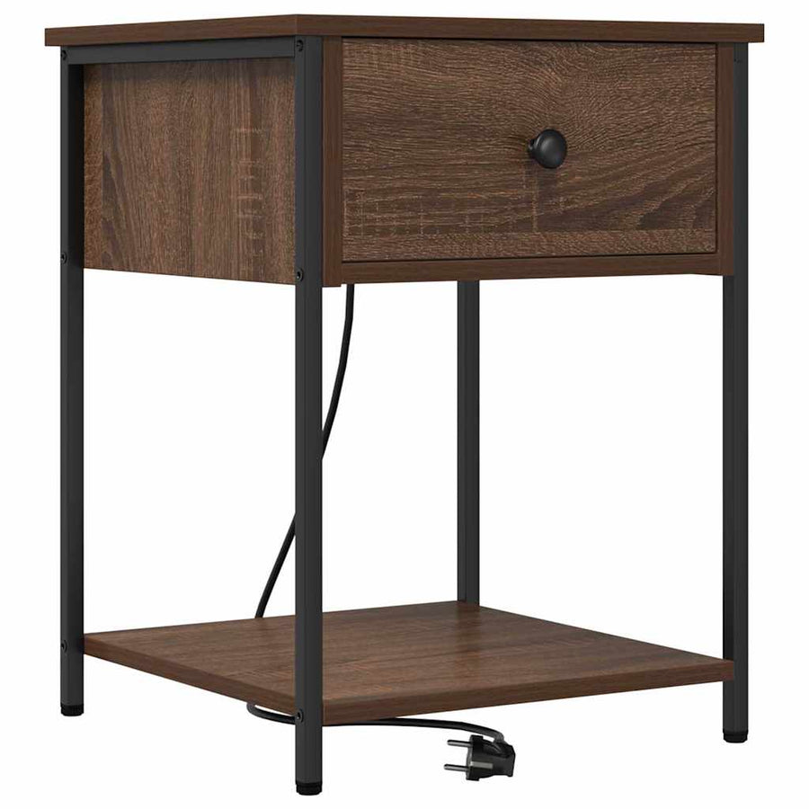 Bedside kasten met lade 2 pcs bruin eikenkleur 42 x 41 x 56 cm