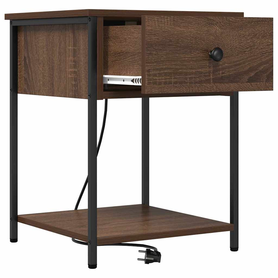 Bedside kasten met lade 2 pcs bruin eikenkleur 42 x 41 x 56 cm