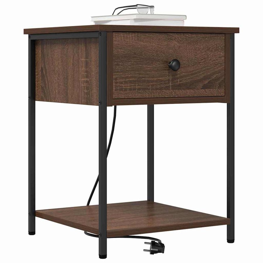 Bedside kasten met lade 2 pcs bruin eikenkleur 42 x 41 x 56 cm