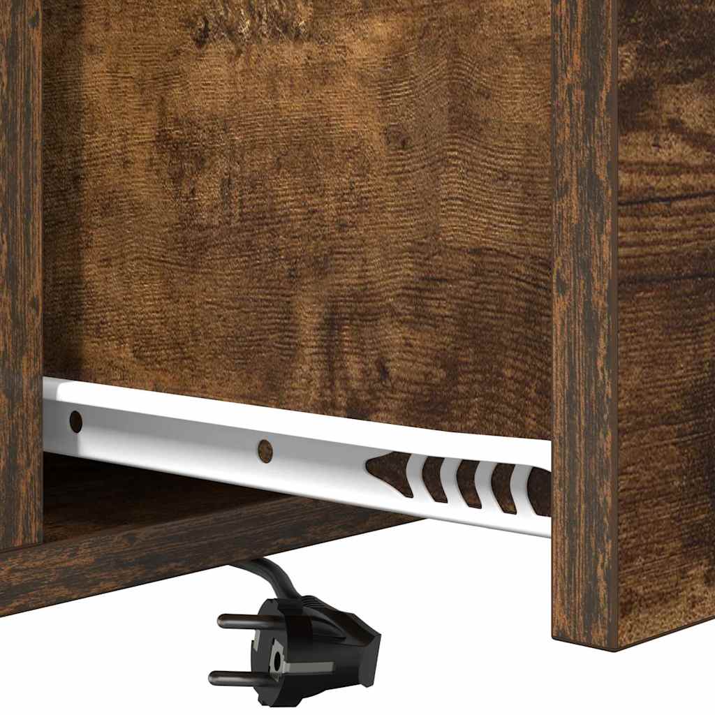 Nachtkastje met Oplaadstation 2 pcs Gerookt eiken Bewerkt hout
