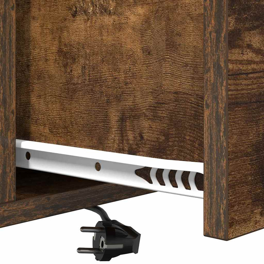 Nachtkastje met Oplaadstation 2 pcs Gerookt eiken Bewerkt hout