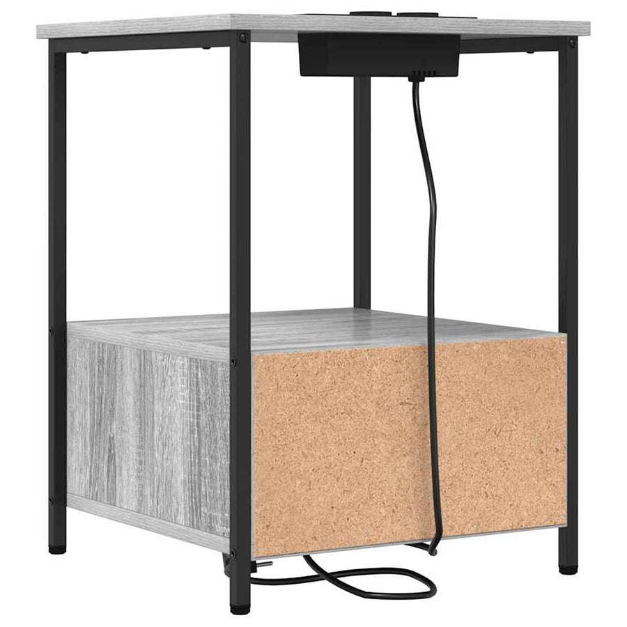 Nachtkastje met Oplaadstation 2 pcs Grijs sonoma Bewerkt hout