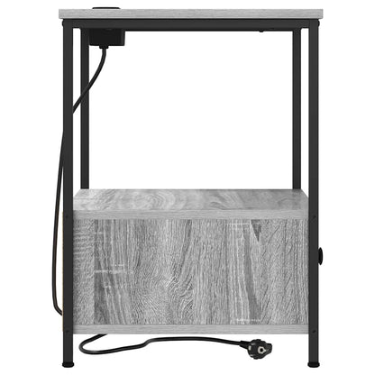 Nachtkastje met Oplaadstation 2 pcs Grijs sonoma Bewerkt hout