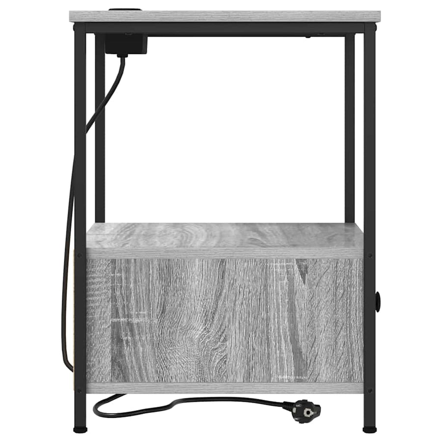 Nachtkastje met Oplaadstation 2 pcs Grijs sonoma Bewerkt hout