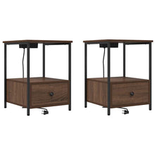 Nachtkastje met Oplaadstation met lade 2 pcs bruin eikenkleur