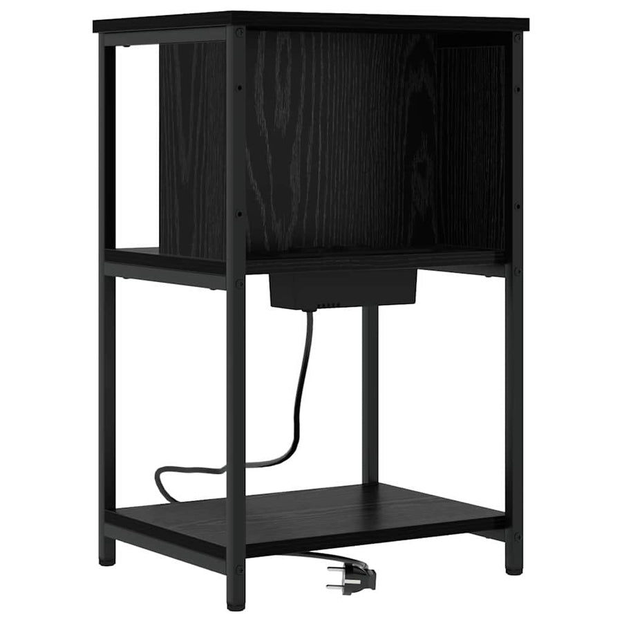 Nachtkastje 2 pcs Zwart eiken 38 x 31 x 61 cm Bewerkt hout