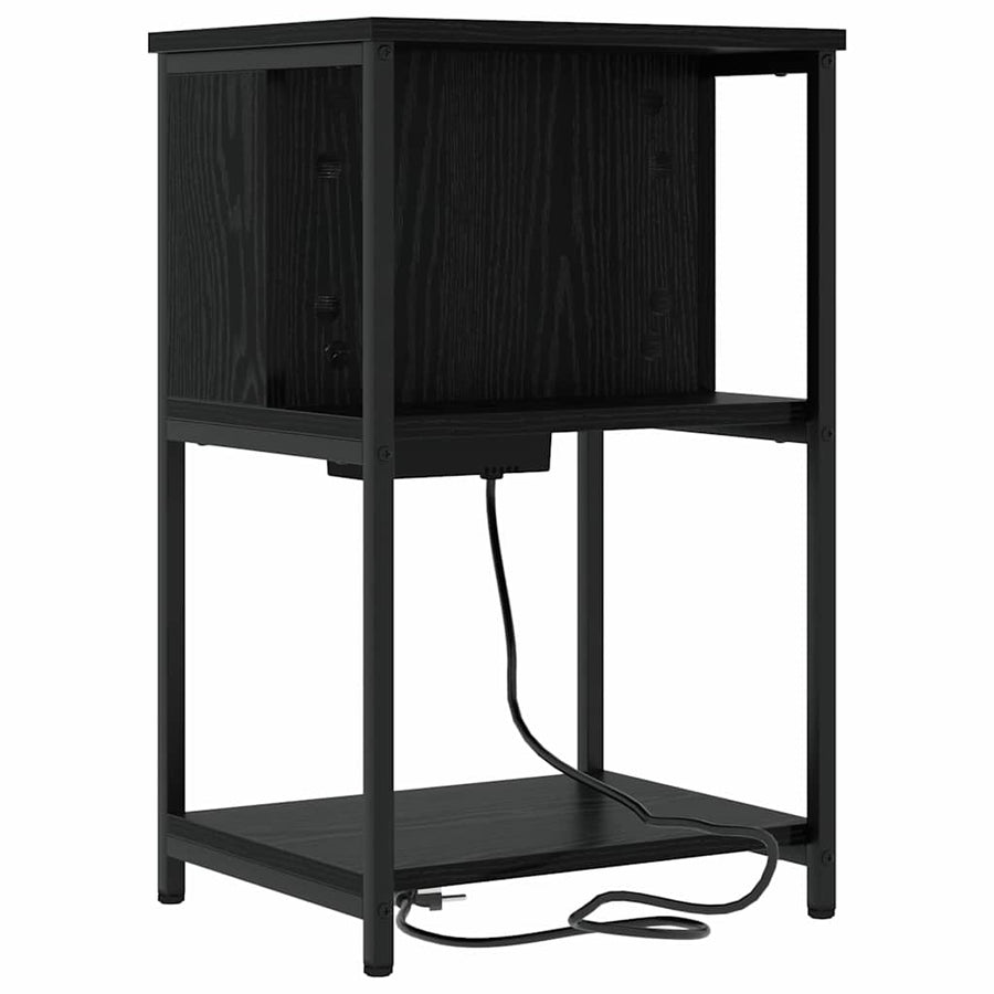 Nachtkastje 2 pcs Zwart eiken 38 x 31 x 61 cm Bewerkt hout