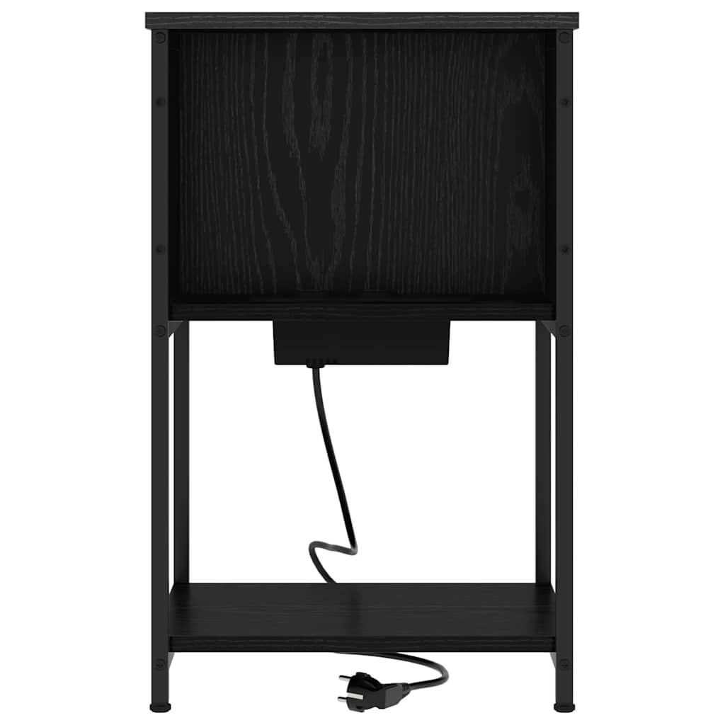 Nachtkastje 2 pcs Zwart eiken 38 x 31 x 61 cm Bewerkt hout
