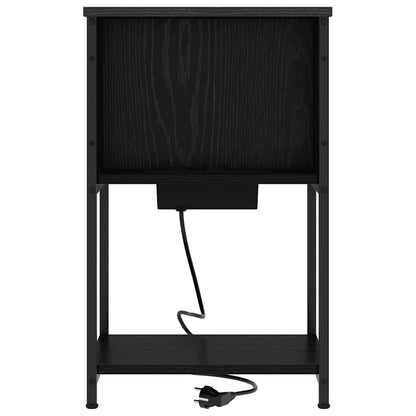 Nachtkastje 2 pcs Zwart eiken 38 x 31 x 61 cm Bewerkt hout
