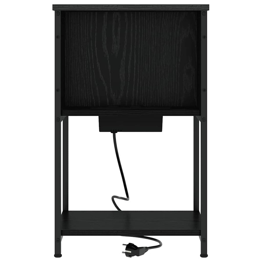 Nachtkastje 2 pcs Zwart eiken 38 x 31 x 61 cm Bewerkt hout