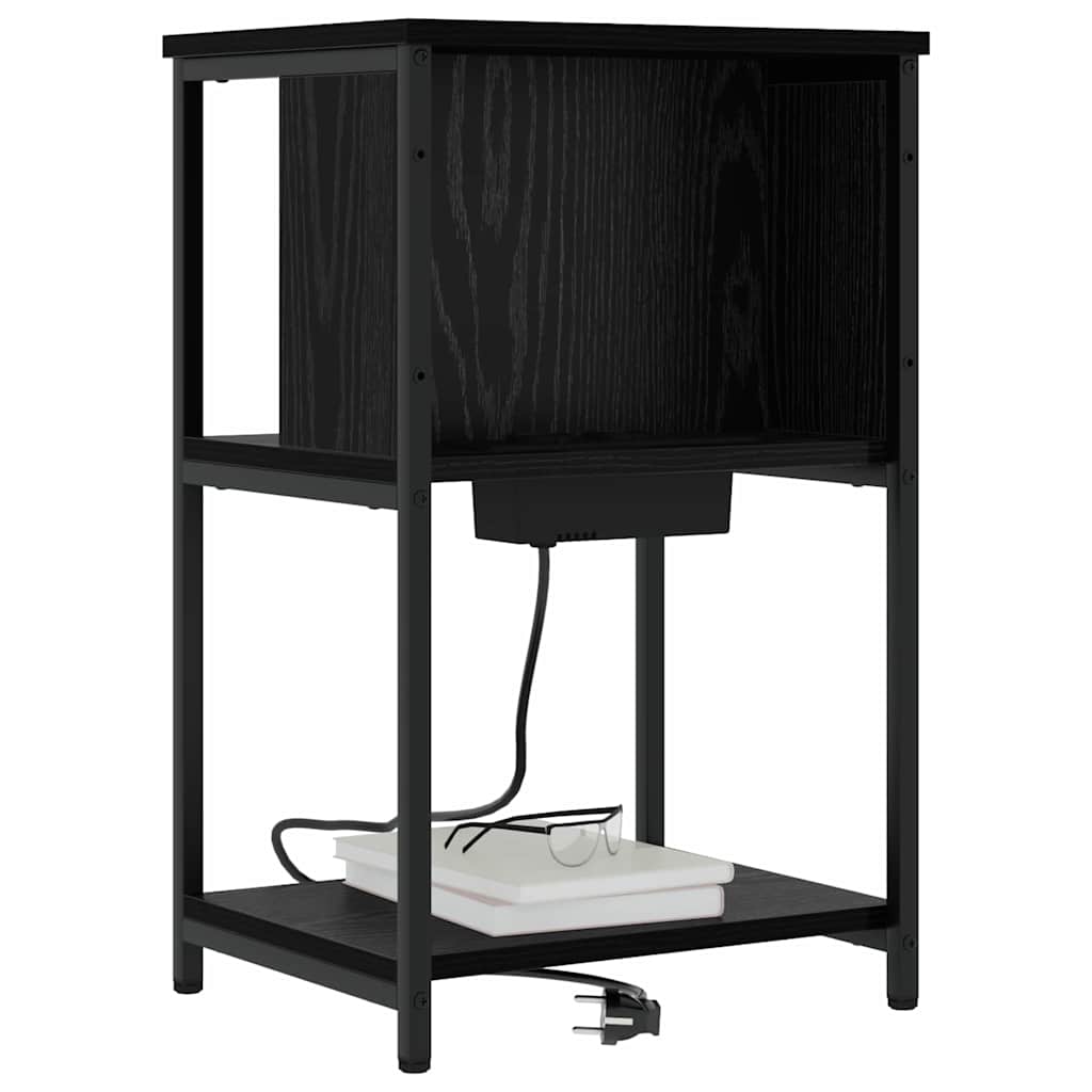 Nachtkastje 2 pcs Zwart eiken 38 x 31 x 61 cm Bewerkt hout