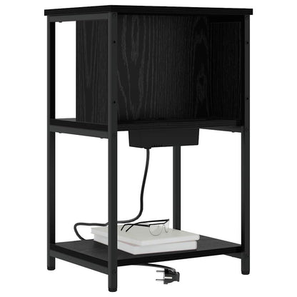Nachtkastje 2 pcs Zwart eiken 38 x 31 x 61 cm Bewerkt hout
